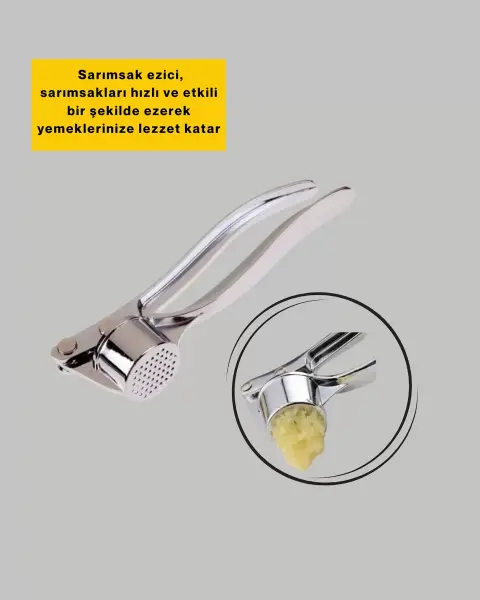 Mutfak Sarımsak Ezici Kaymaz Saplı Güçlü Mekanizma