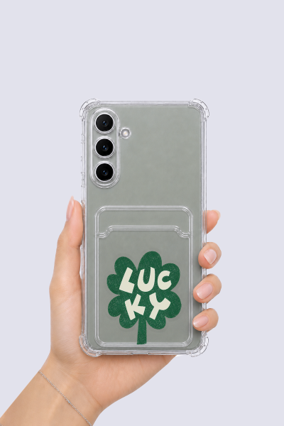 Samsung Galaxy A16 Kartlıklı Lucky Yonca Desenli Kılıf