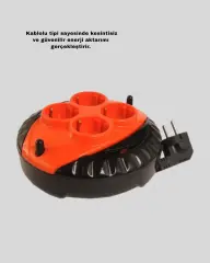 3 Metre Kablolu 4’lü Kırmızı Priz Makara
