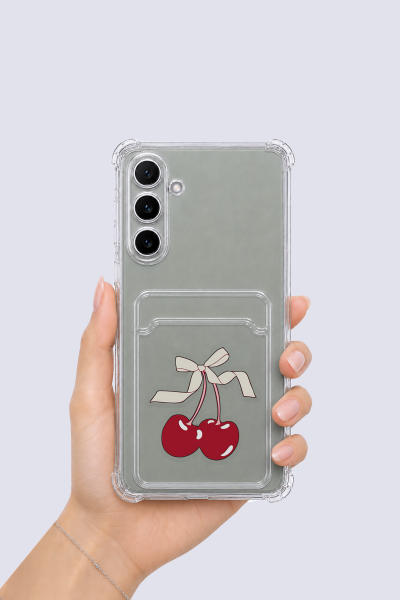 Samsung Galaxy A54 Kartlıklı Kiraz Desenli Kılıf