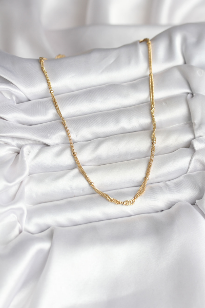 14K Gold Renk Kaplama Topçuk Zincirli Model CM Kadın Kolye 5886