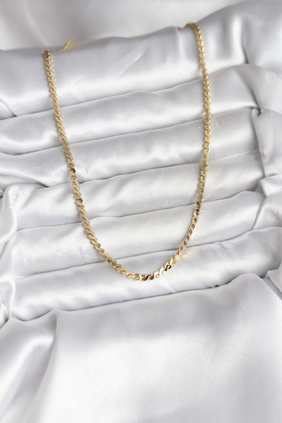 14K Gold Renk Kaplama Ezme Yılan Zincir Model CM Kadın Kolye 5886