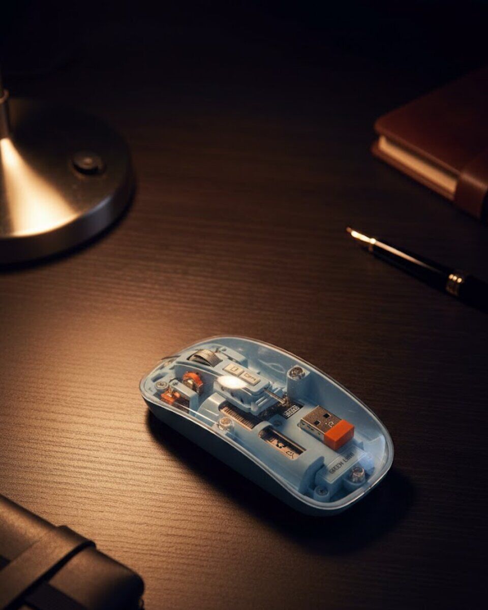 800 1600 DPI Ayarlanabilir Mavi Kablosuz Mouse Pilli