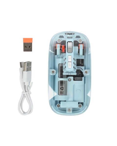 800 1600 DPI Ayarlanabilir Mavi Kablosuz Mouse Pilli