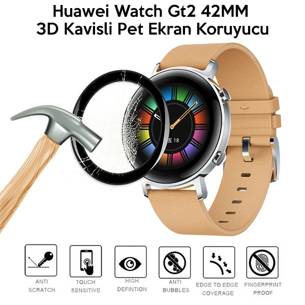 Huawei Watch Gt2 42MM 3D Kavisli Pet Ekran Koruyucu-(5775)