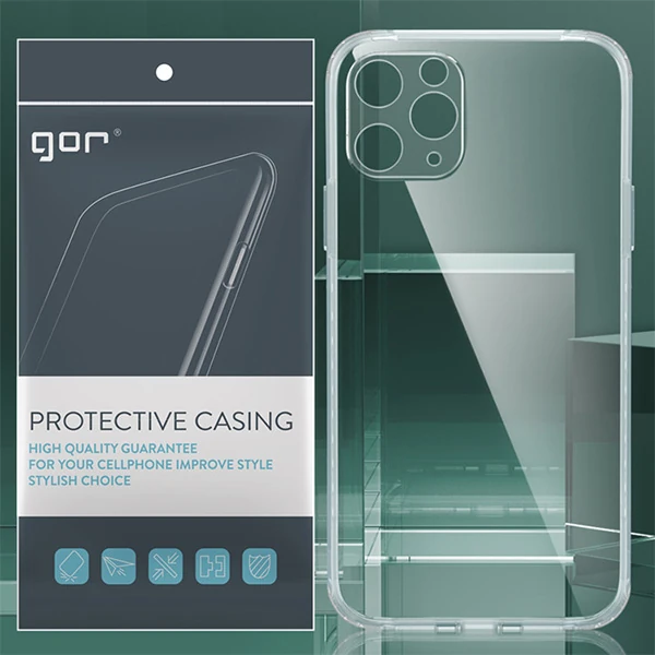 GOR İPhone 11 Pro Max 6.5 inch Kamera Korumalı Şeffaf Silikon Kılıf-(5775)