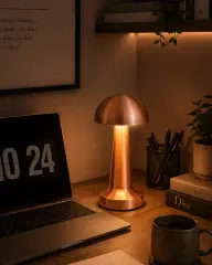 Modern Bronz Mantar Masa Lambası LED Dokunmatik Dekoratif Aydınlatma