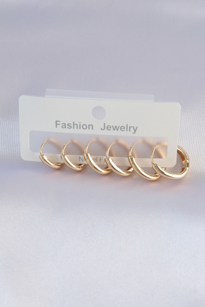 Pirinç Gold Renk Oval Küpe Seti 5886