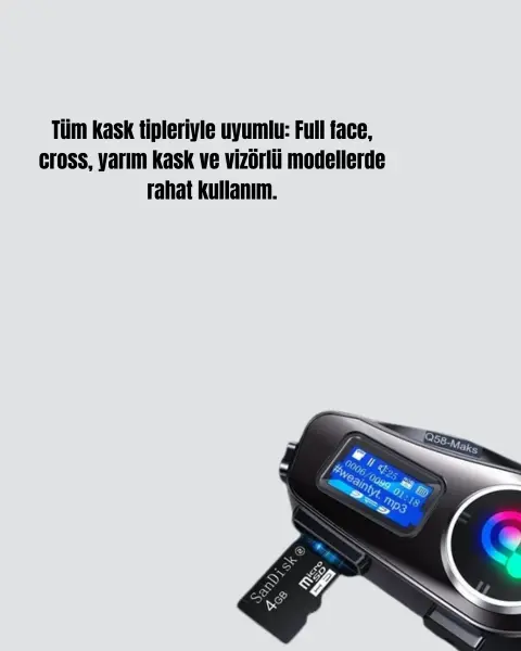 IP65 Suya Dayanıklı Kask Bluetooth Kulaklık LCD Ekranlı
