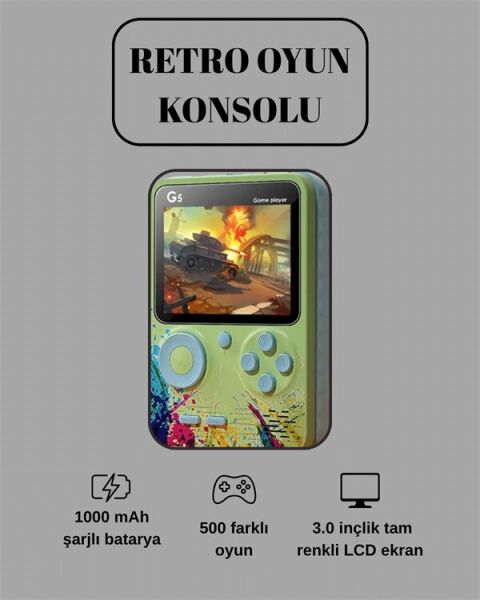 G5 Game Box Retro Mini Oyun Konsolu – 500 Dahili Oyun