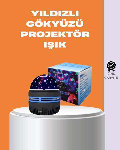 Star Master Galaxy Projektör – 360° Dönebilen Gece Lambası Dekoratif Ambiyans Işığı