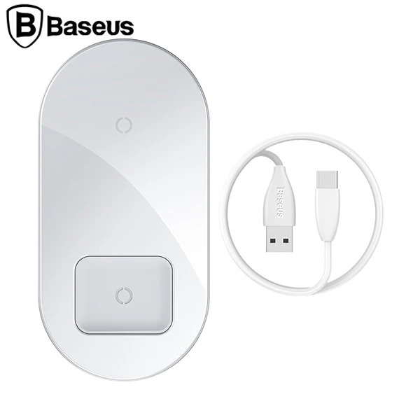 Baseus Simple 2in1 Kablosuz Wireless Şarj 18W iPhones+iPods-(5775)