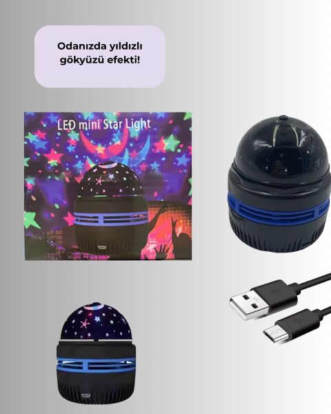 360° Dönen Galaxy Projektörlü Gece Lambası – Star Master Yıldızlı Gökyüzü Efekti