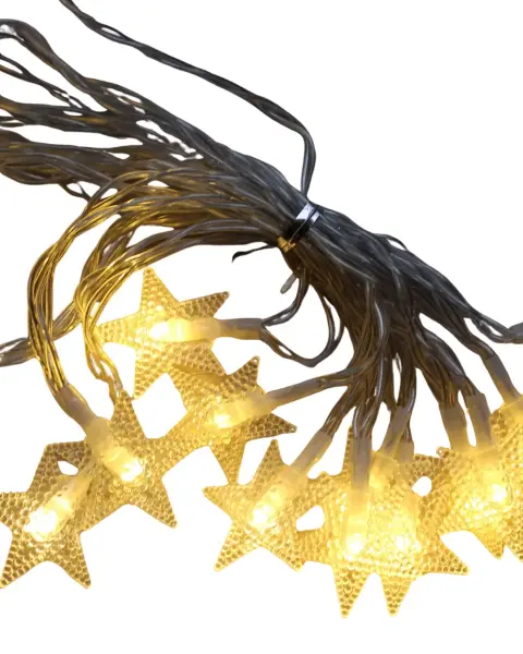 20 LED Yıldız Işık Zinciri Günışığı Beyaz Dekoratif Süs Lambası