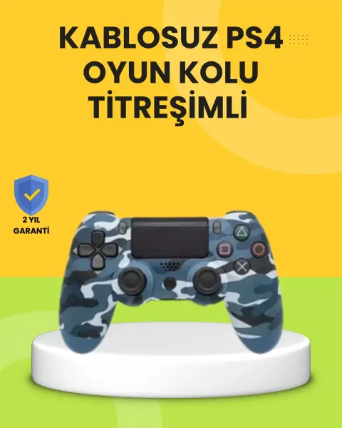 PS4 Uyumlu Kablosuz Oyun Kolu Ergonomik Çift Titreşimli