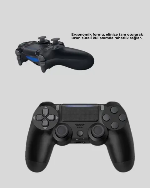 PS4 Uyumlu Kablosuz Oyun Kolu Ergonomik Çift Titreşimli