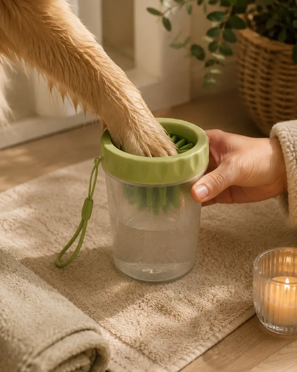 Silikon Fırçalı Köpek Pati Temizleme Kabı Orta ve Büyük Irklar İçin