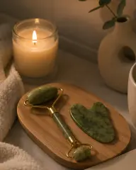 2 Parça Jade Stone Cilt Bakım Seti Şişkinlik Karşıtı Yüz Masajı