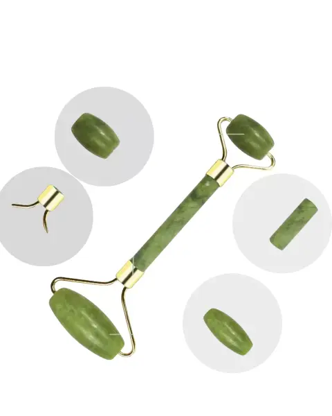 Jade Stone Yüz Bakım Seti Gua Sha ve Roller Masaj Taşı