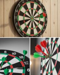 Kaliteli Ahşap Dart Tahtası 12 İnç 4 Adet Metal İğne Uçlu Ok