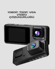 1080P 3 Kameralı Araç DVR – Döngü Kayıt ve Geri Görüş Özellikli Yeni Nesil