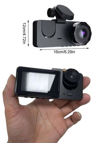 Araç İçi Dikiz Kamerası Sürüş Kaydedici 3 Lensli DVR Kamera