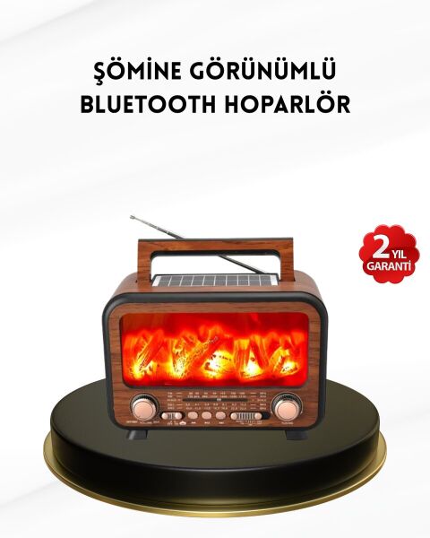 Alev Işığı Efektli Solar Bluetooth Hoparlör Radyo Destekli Taşınabilir Model