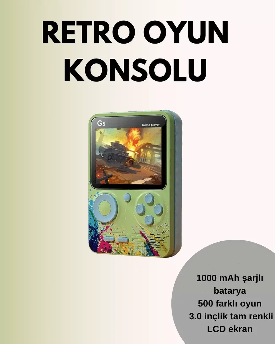 TV Bağlantılı 500 Oyunlu Mini Gameboy Konsol
