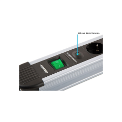 S-LINK Swapp SPGKS03 3 Soket Akım Korumalı Priz 1.5Mt Kablo 900 Joule (Gri) %100 Bakır(1923)