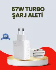 67 Watt Ultra Hızlı Şarj Adaptörü  Redmi 9 10 12C Uyumlu