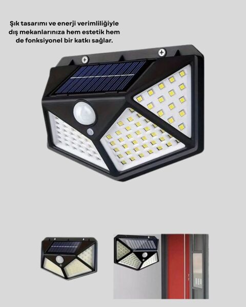 Solar Bahçe Lambası 100 LED Hareket Sensörlü Güneş Enerjili Aydınlatma