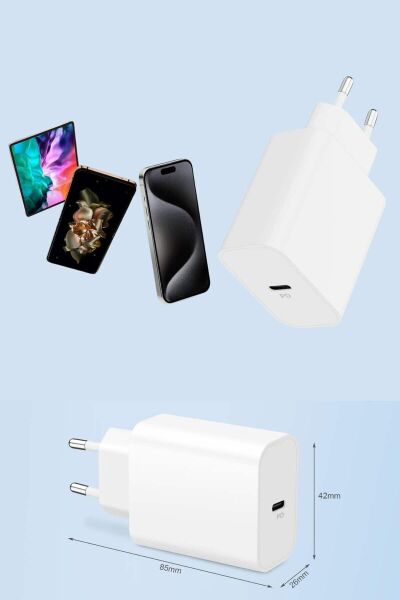 15/Pro/Pro Max 20W İOS Uyumlu Hızlı Şarj Aleti Adaptörlü Beyaz