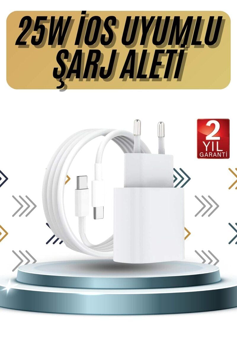 15/Pro/Pro Max 20W İOS Uyumlu Hızlı Şarj Aleti Adaptörlü Beyaz