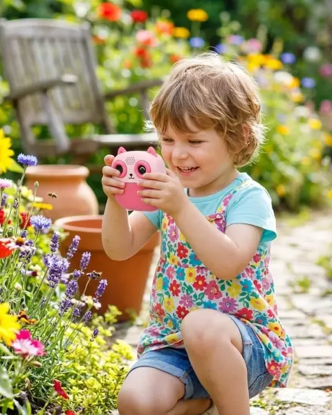 Çocuklar İçin Baskılı Mini Kamera 6 Kalem 5 Kağıt Rulosu Hediyeli Eğlenceli Fotoğraf Makinesi