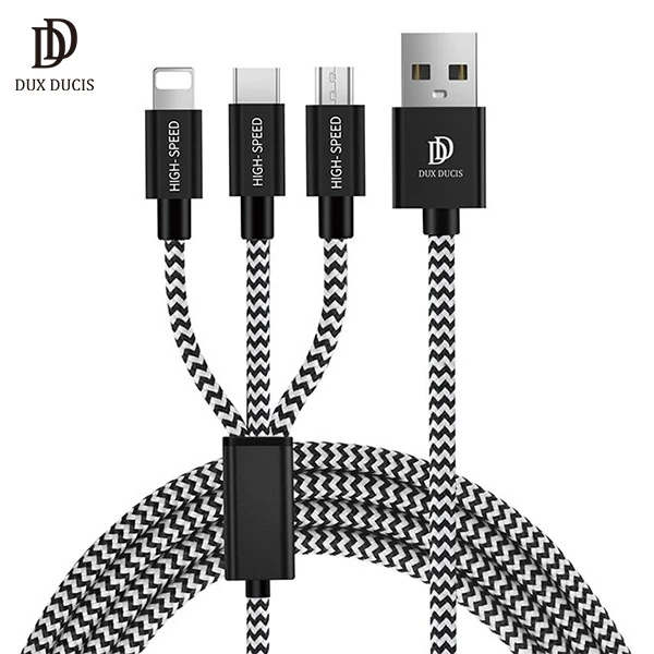 DUX DUCIS 3in1 Usb Type C-İPhone Ve Mikro Kopmaz Usb kablo Hızlı Şarj-(5775)