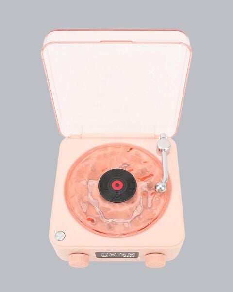3-ü-1 Gece Işığı Bluetooth Hoparlör ve Dijital Saat Vintage Plak Çalar Tasarımlı