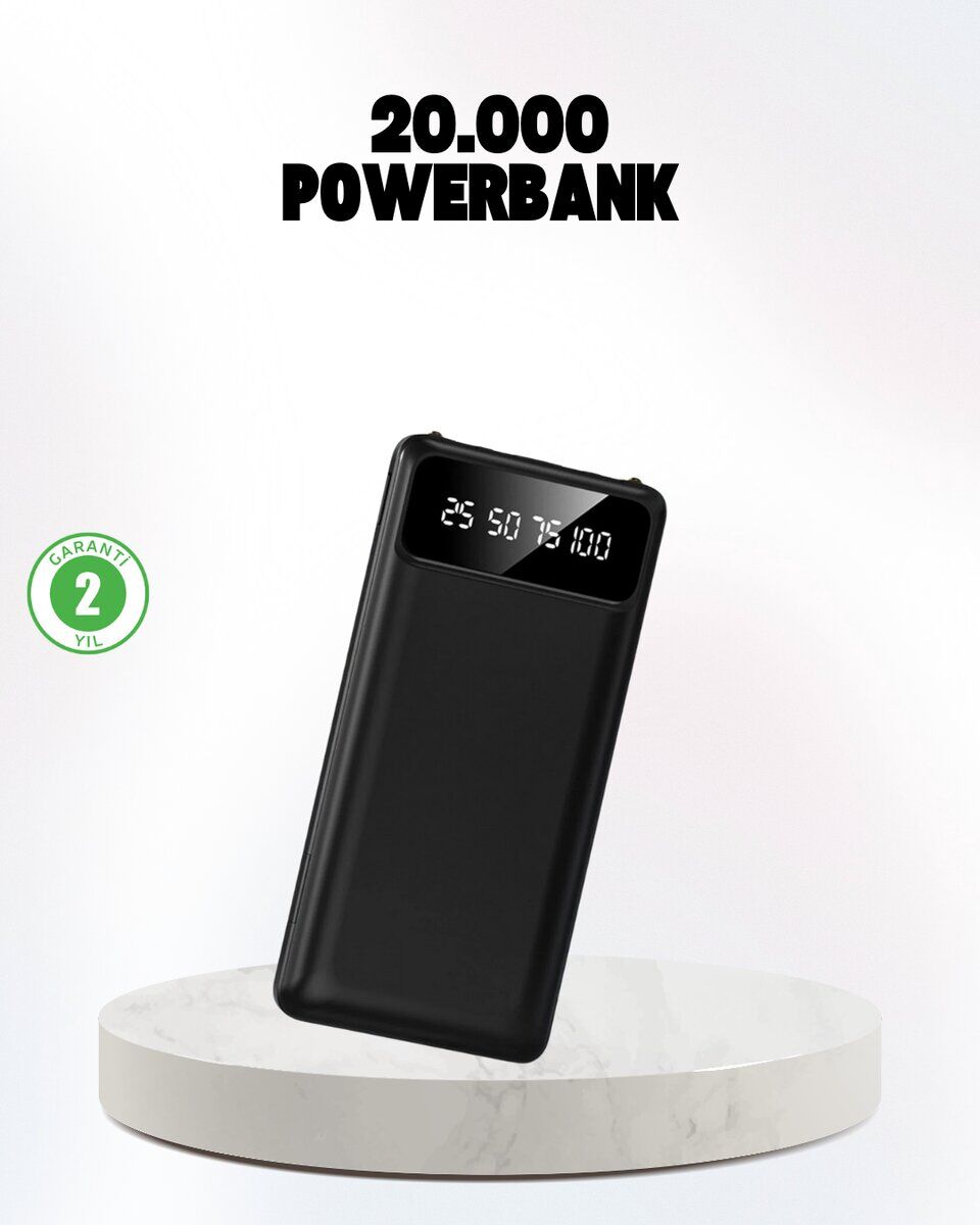 Çoklu Güvenlik Korumalı 20.000 mAh Powerbank Fener Özellikli