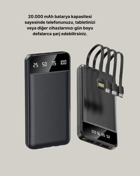 Çoklu Güvenlik Korumalı 20.000 mAh Powerbank Fener Özellikli