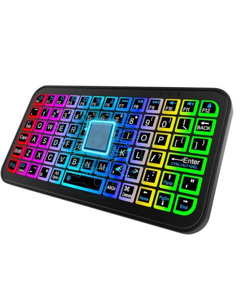 Siyah Kablosuz Mini RGB Işıklı Klavye Bluetooth 5.2 İnce Tasarım