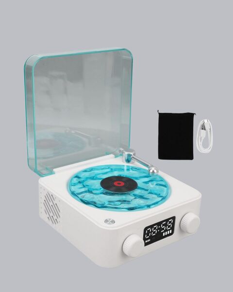 Gece Lambası Stereo Bluetooth Hoparlör Dijital Saatli Vintage Tasarım Çok Fonksiyonlu