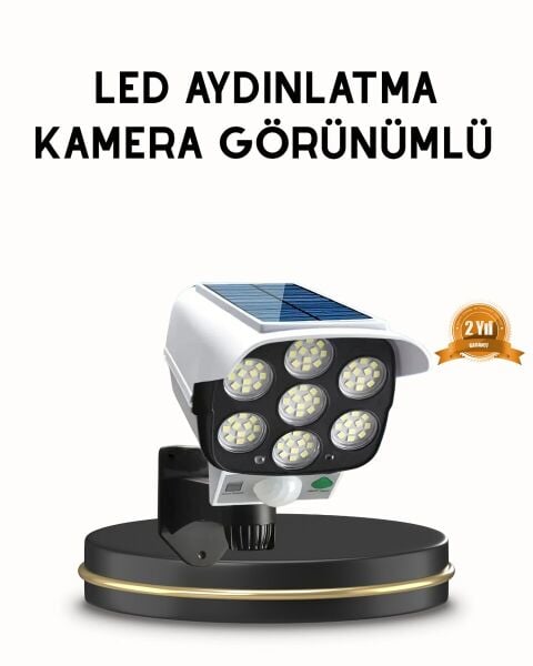 Güneş Paneliyle Şarj Olan Hareket Sensörlü Dış Mekan Güvenlik Lambası Ayarlanabilir