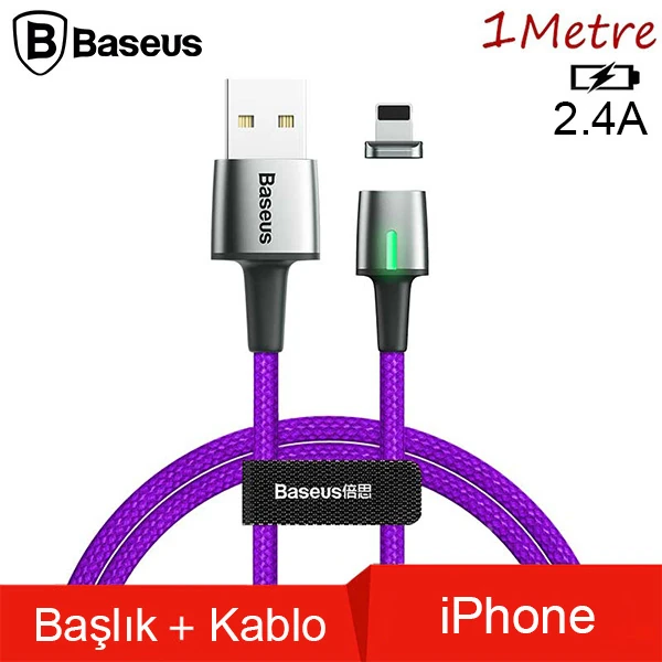 Baseus Zinc Magnetic Usb Kablo Şarj İPhone 14-13-12-11 1Metre-(5775)