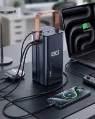 80000 mAh Taşınabilir Powerbank Süper Hızlı Şarj Çoklu Çıkış ve LED Göstergeli
