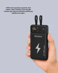 Powerbank Hızlı Şarj 10000 mAh Dahili Kablo Yeni Nesil