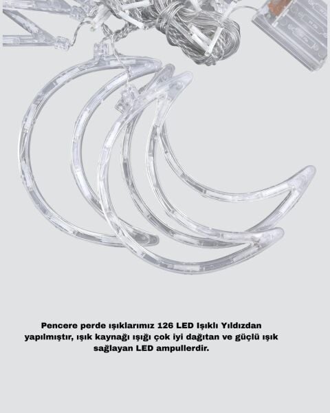Prizli Perde LED Işık Yıldız ve Ay Figürlü Romantik Aydınlatma
