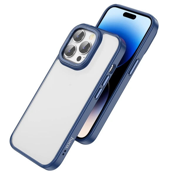 Hoco iPhone 14 Pro Golden Shield Frosted Silikon Telefon Kılıfı-(5775)