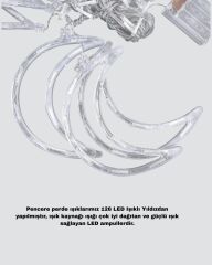 Prizli Yıldız Ay Perde LED Işık Ev ve Organizasyon Dekoru