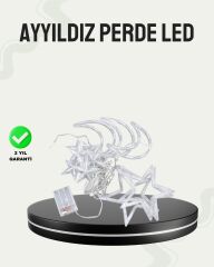 Prizli Yıldız Ay Perde LED Işık Ev ve Organizasyon Dekoru