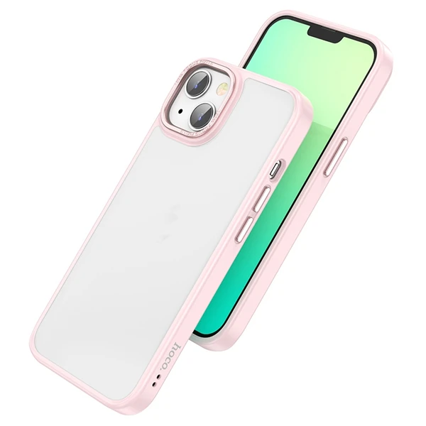 Hoco iPhone 14 Plus Golden Shield Frosted Silikon Telefon Kılıfı-(5775)