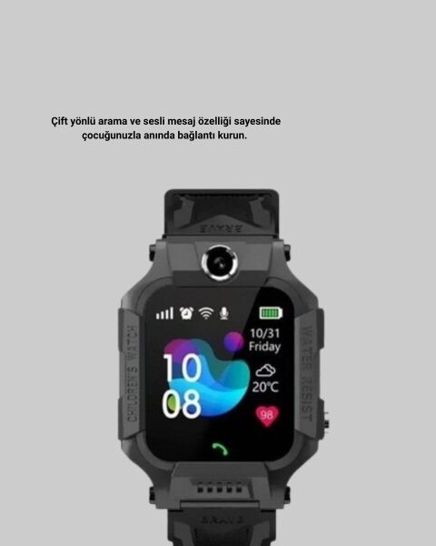 S10 Siyah Akıllı Çocuk Saati Anlık Konum Takibi ve Rota Geçmişi